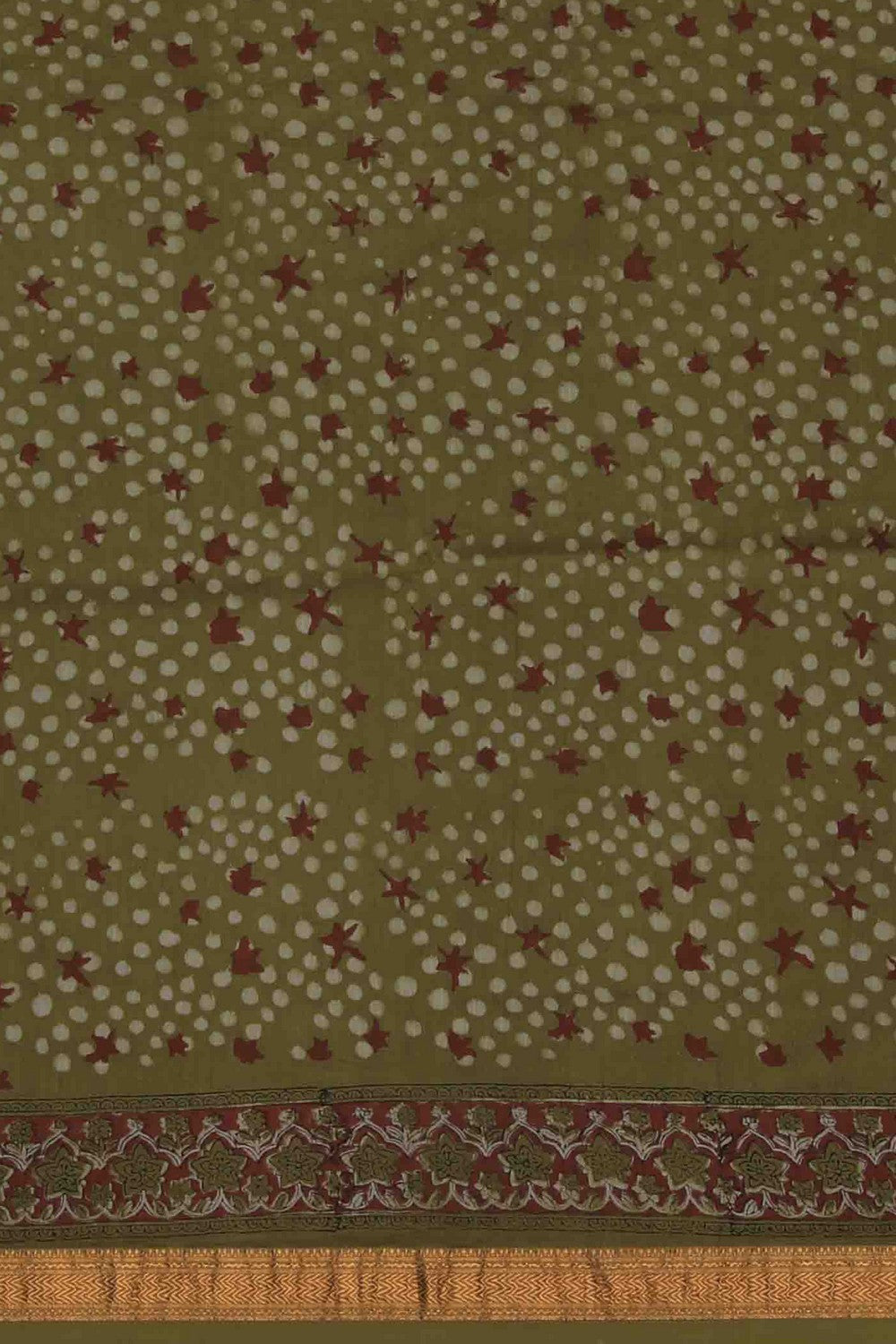 Image of Bagru block printed Maheshwari Saree