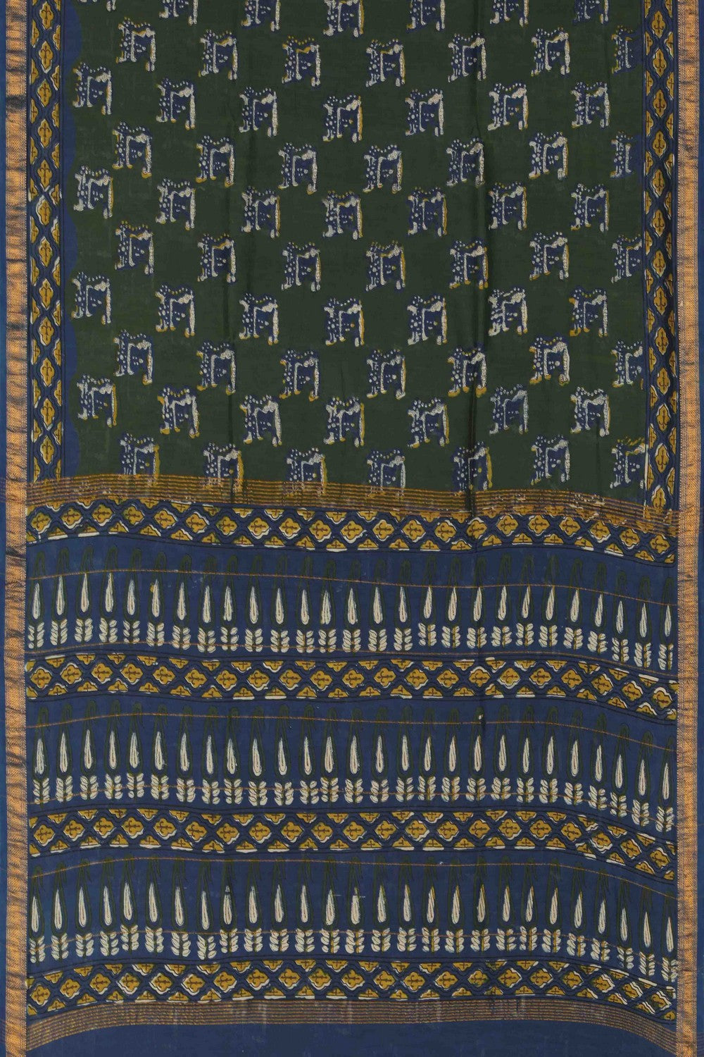 Image of Bagru block printed Maheshwari Saree