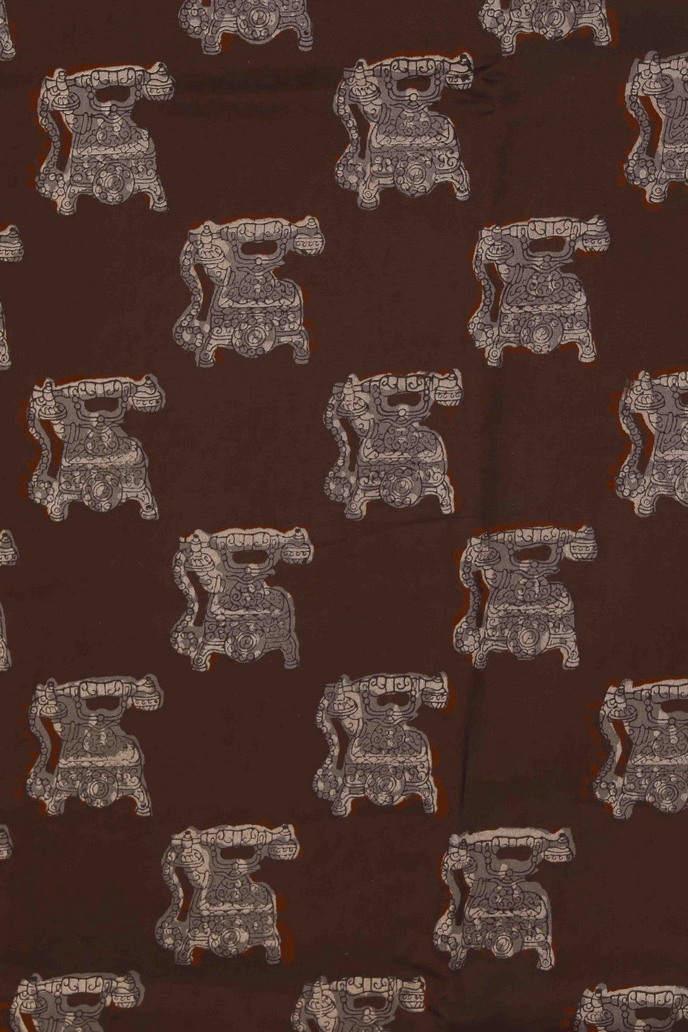 Image of Bagru block printed Maheshwari Saree
