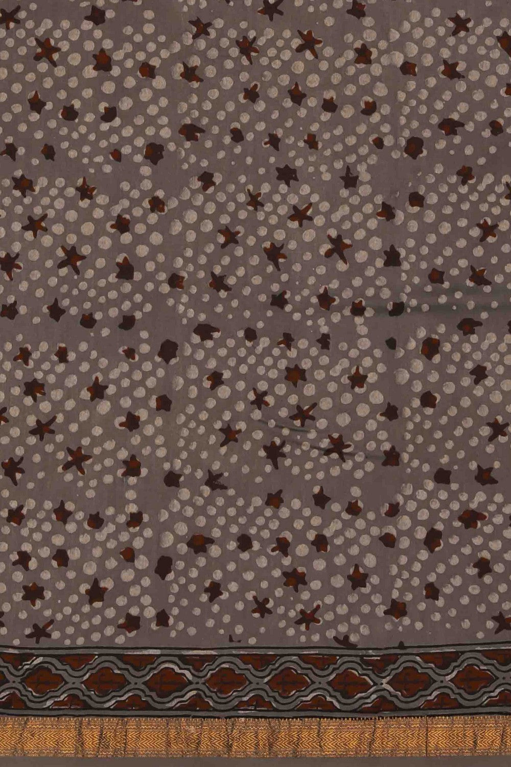 Image of Bagru block printed Maheshwari Saree