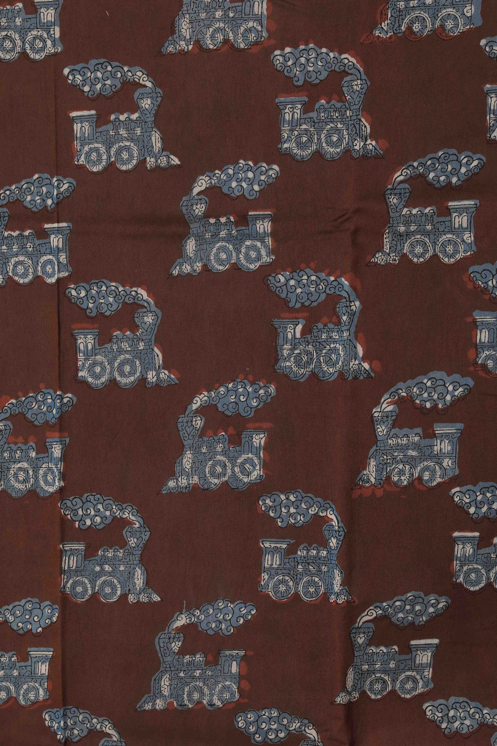 Image of Bagru block printed Maheshwari Saree