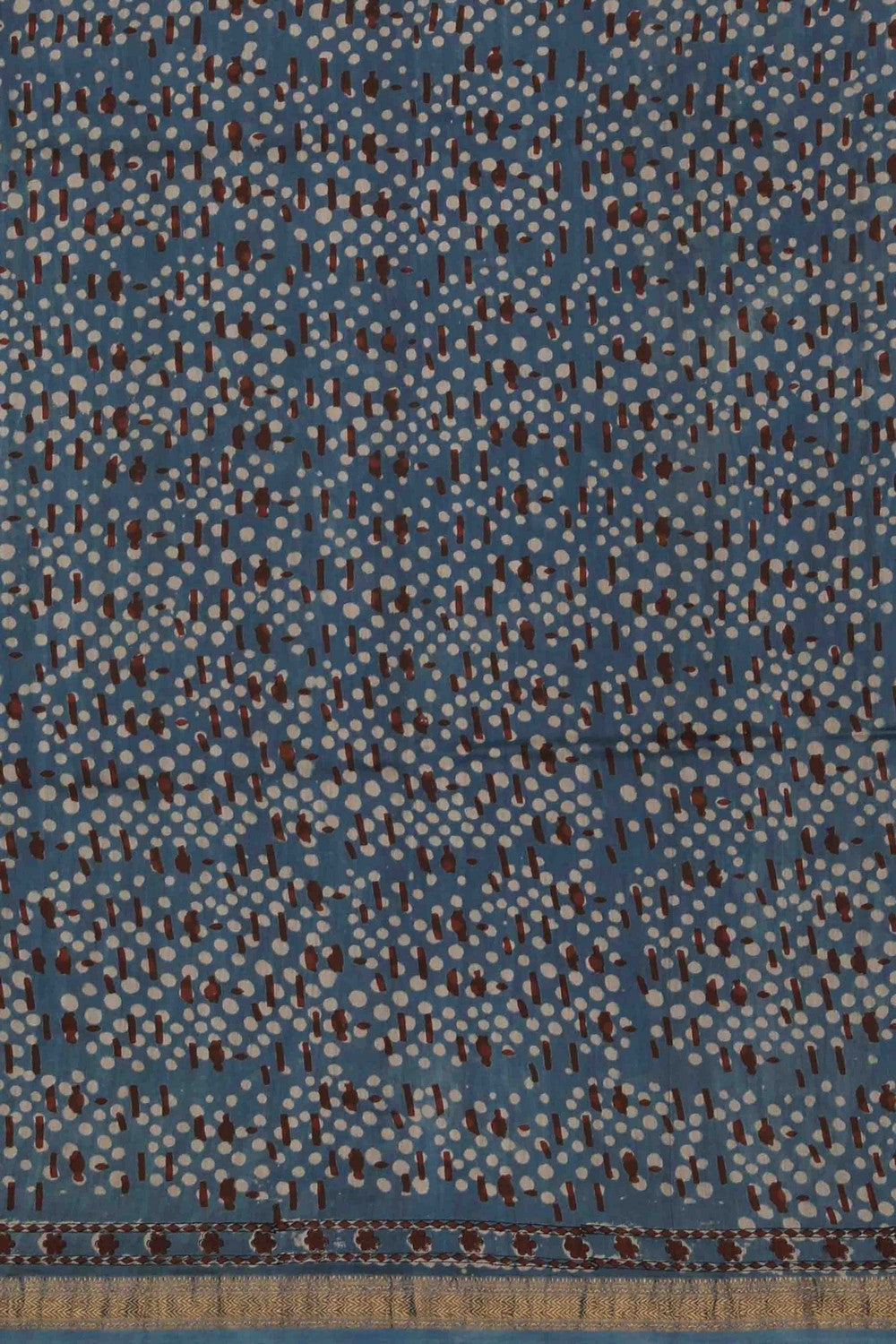 Image of Bagru block printed Maheshwari Saree