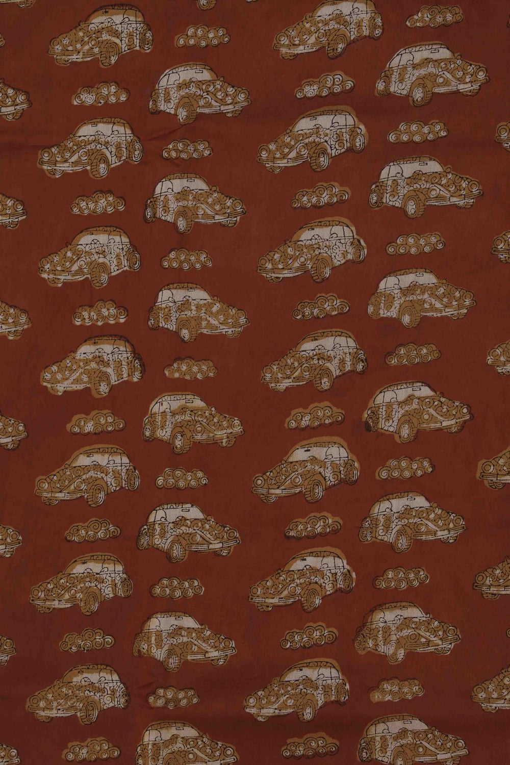 Image of Bagru block printed Maheshwari Saree