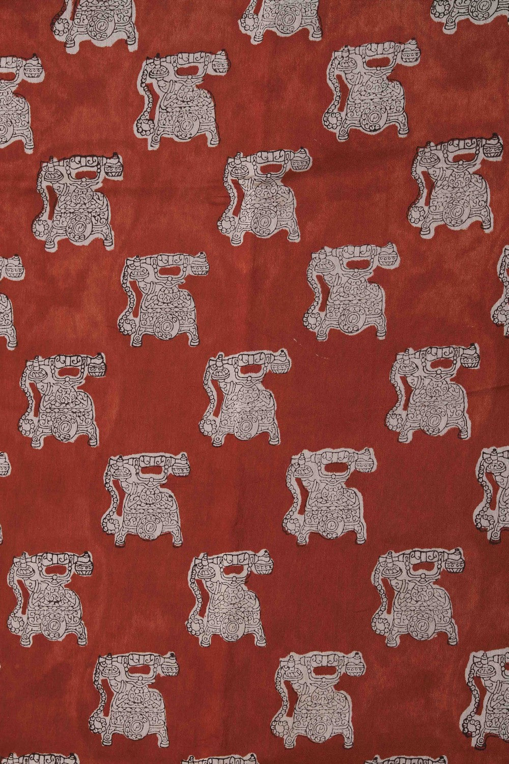 Image of Bagru block printed Maheshwari Saree