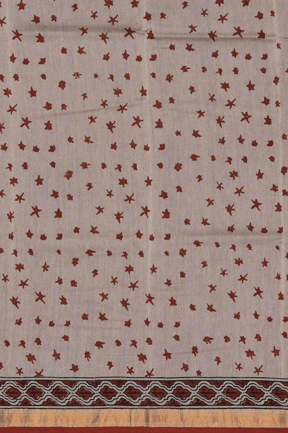 Image of Bagru block printed Maheshwari Saree