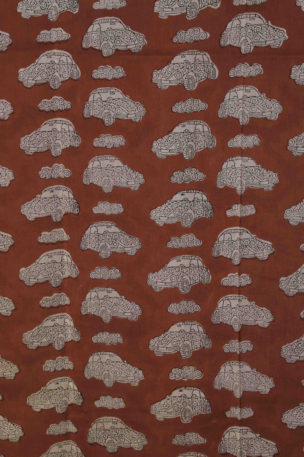 Image of Bagru block printed Maheshwari Saree