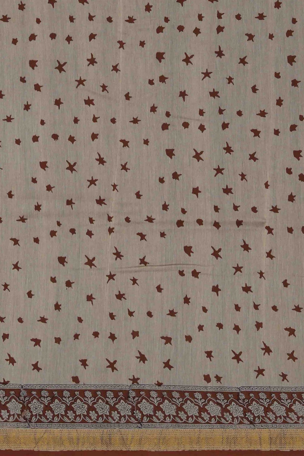 Image of Bagru block printed Maheshwari Saree