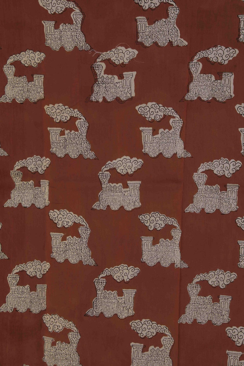 Image of Bagru block printed Maheshwari Saree