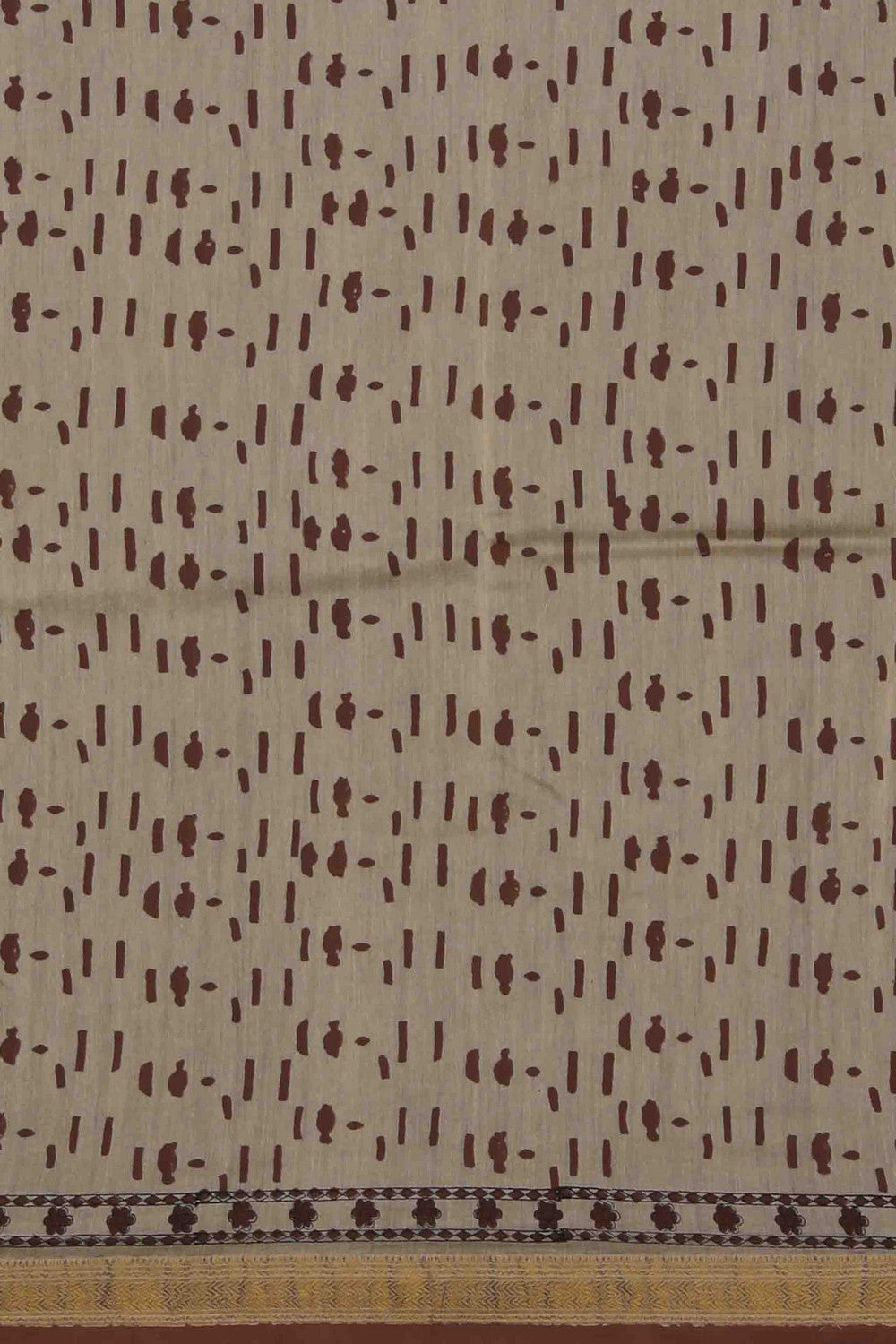 Image of Bagru block printed Maheshwari Saree
