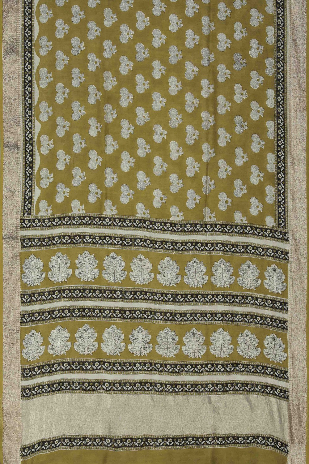 Image of Bagru block printed Chanderi Saree