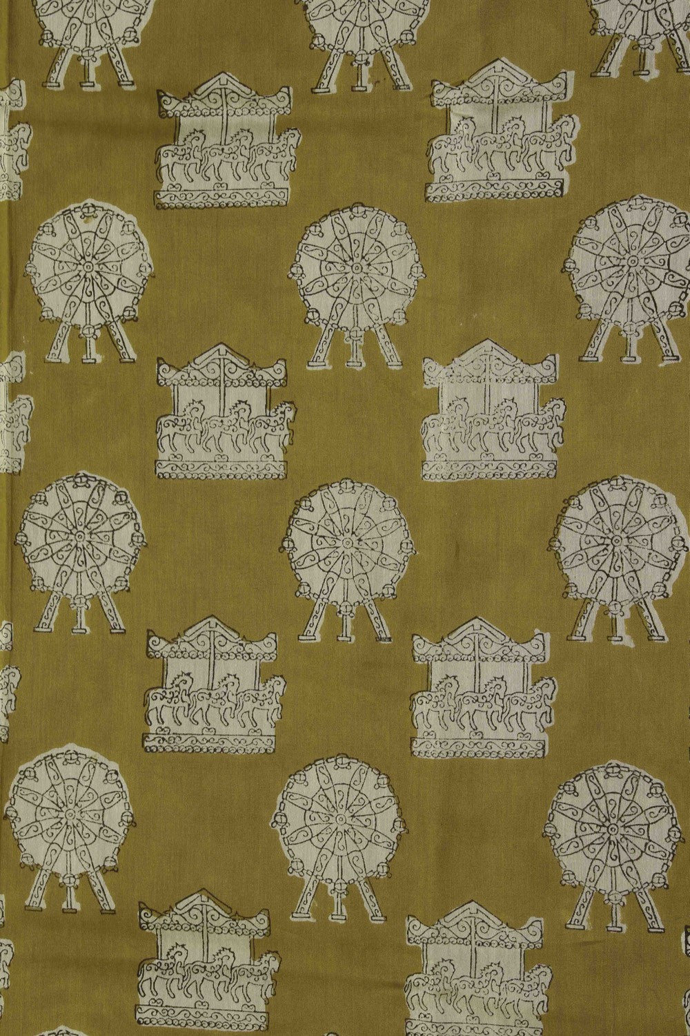 Image of Bagru block printed Maheshwari Saree