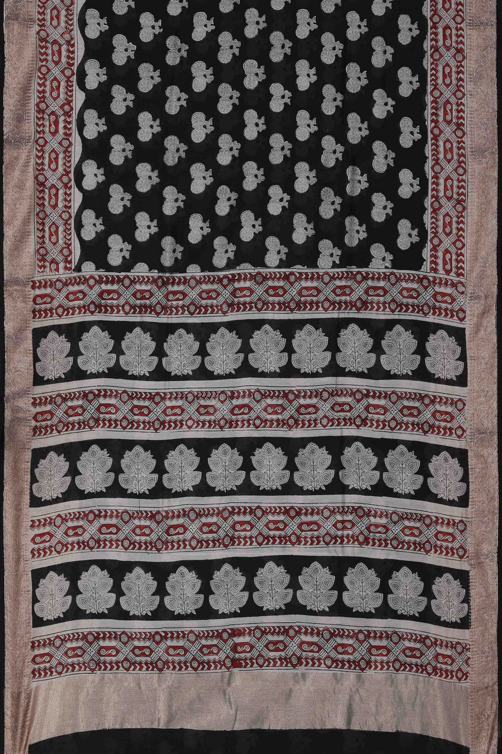 Image of Bagru block printed Chanderi Saree