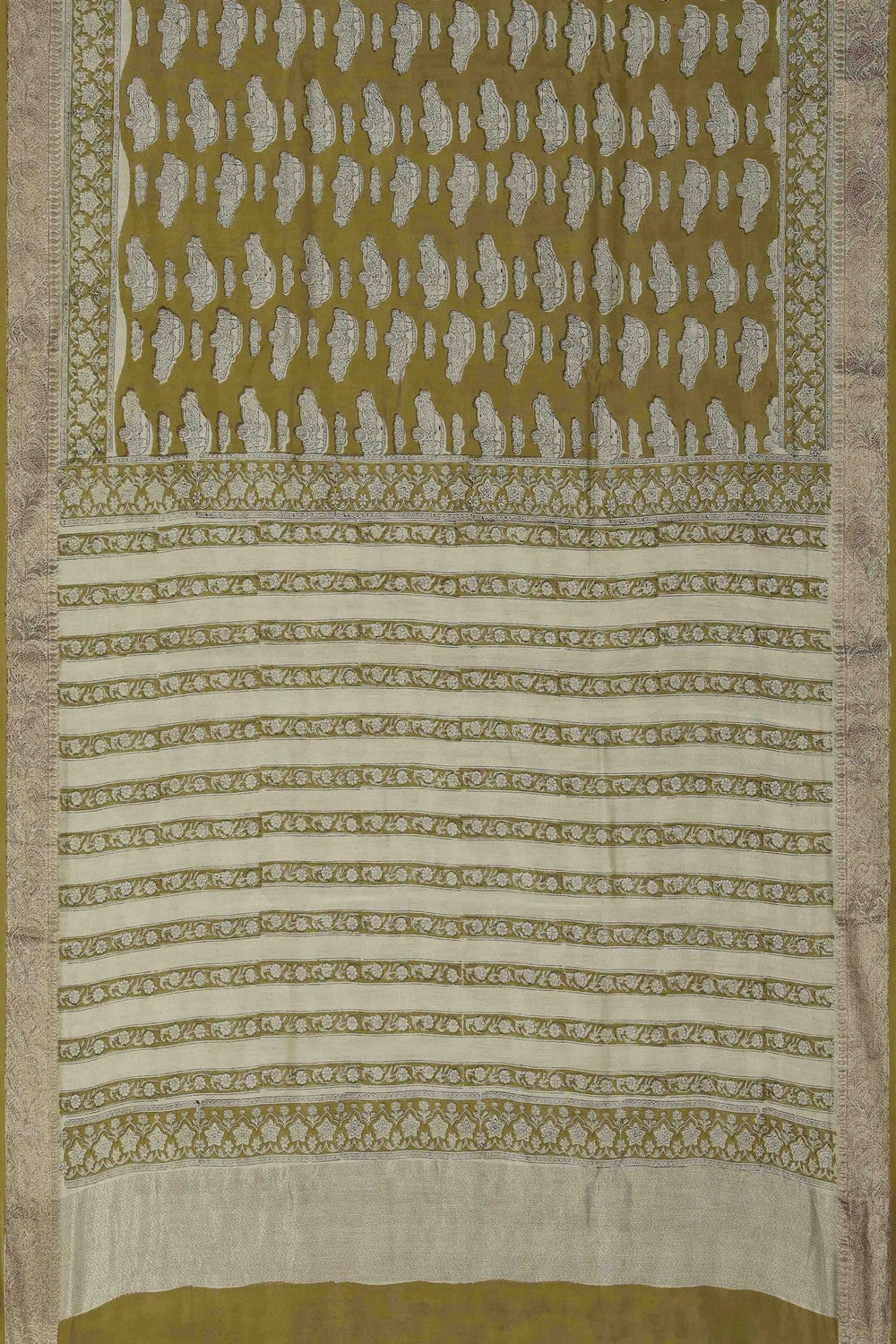 Image of Bagru block printed Chanderi Saree