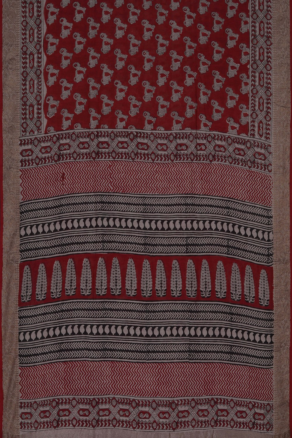 Image of Bagru block printed Chanderi Saree