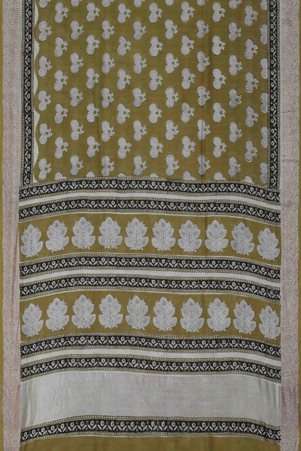 Image of Bagru block printed Chanderi Saree