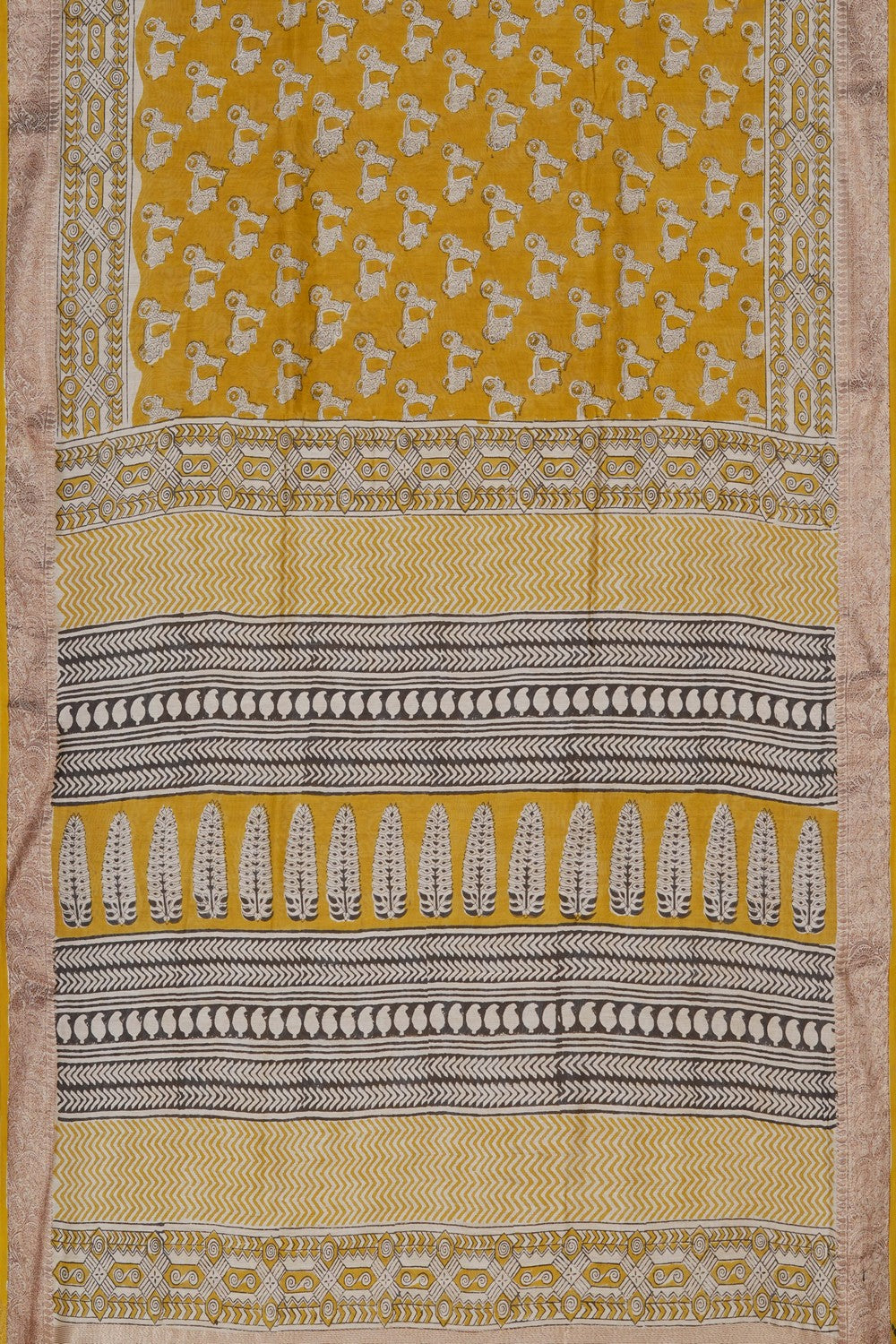 Image of Bagru block printed Chanderi Saree