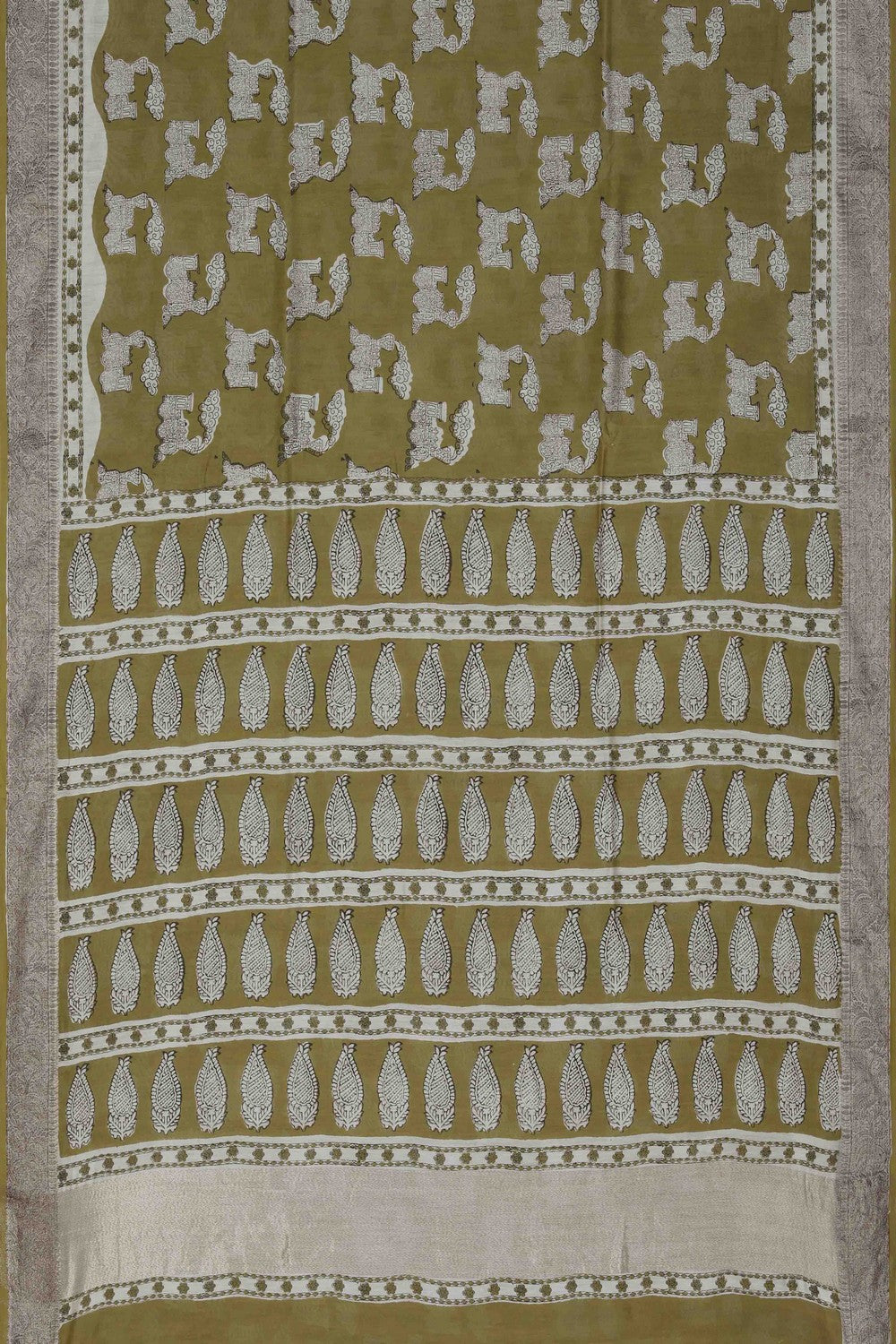 Image of Bagru block printed Chanderi Saree