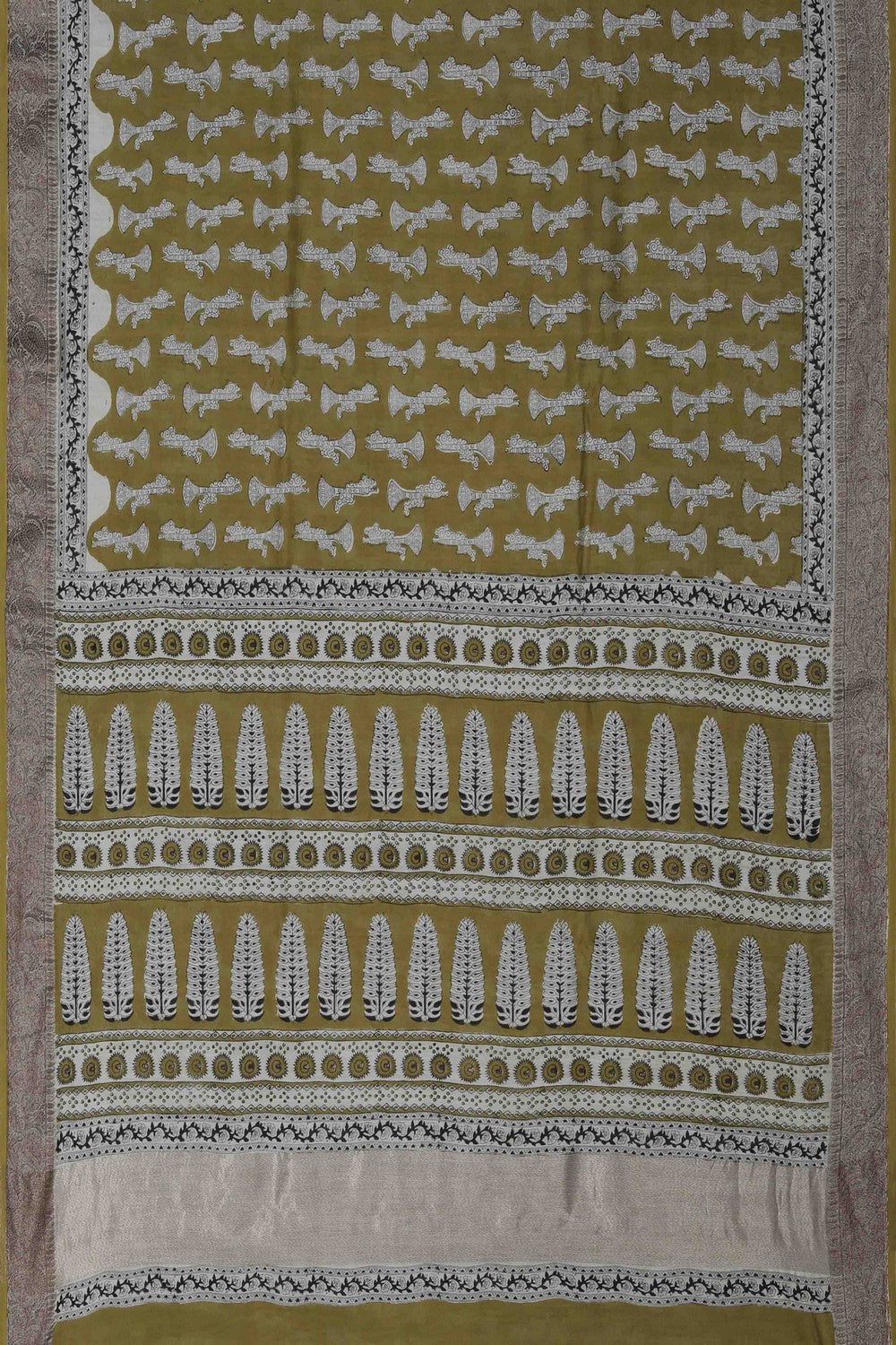 Image of Bagru block printed Chanderi Saree