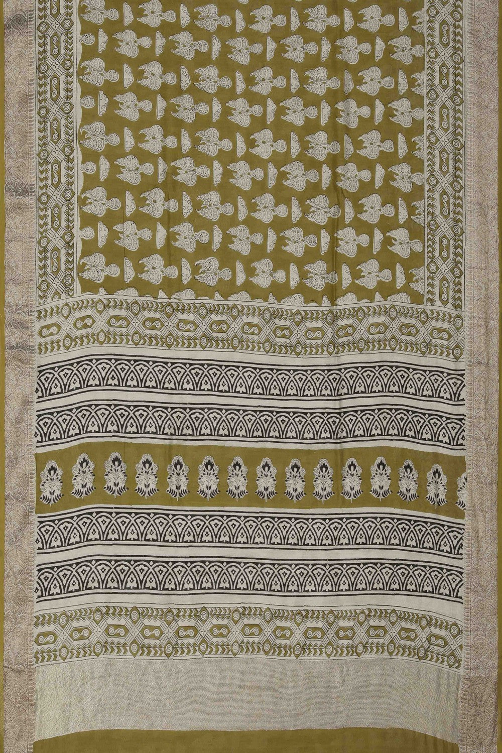 Image of Bagru block printed Chanderi Saree