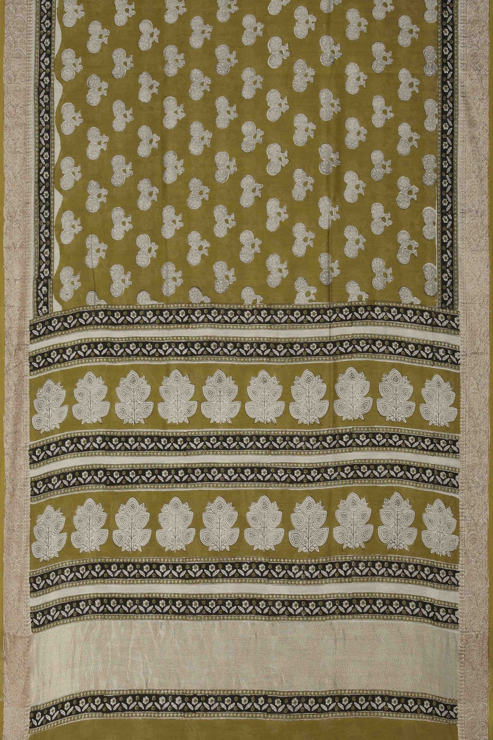 Image of Bagru block printed Chanderi Saree