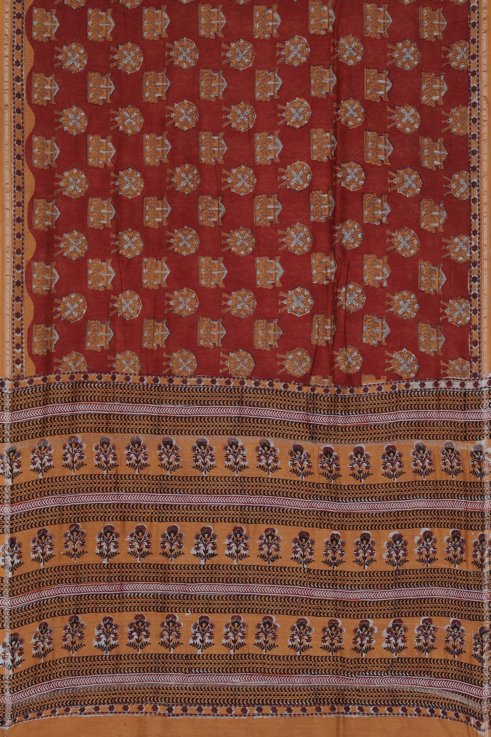 Image of Bagru block printed Chanderi Saree