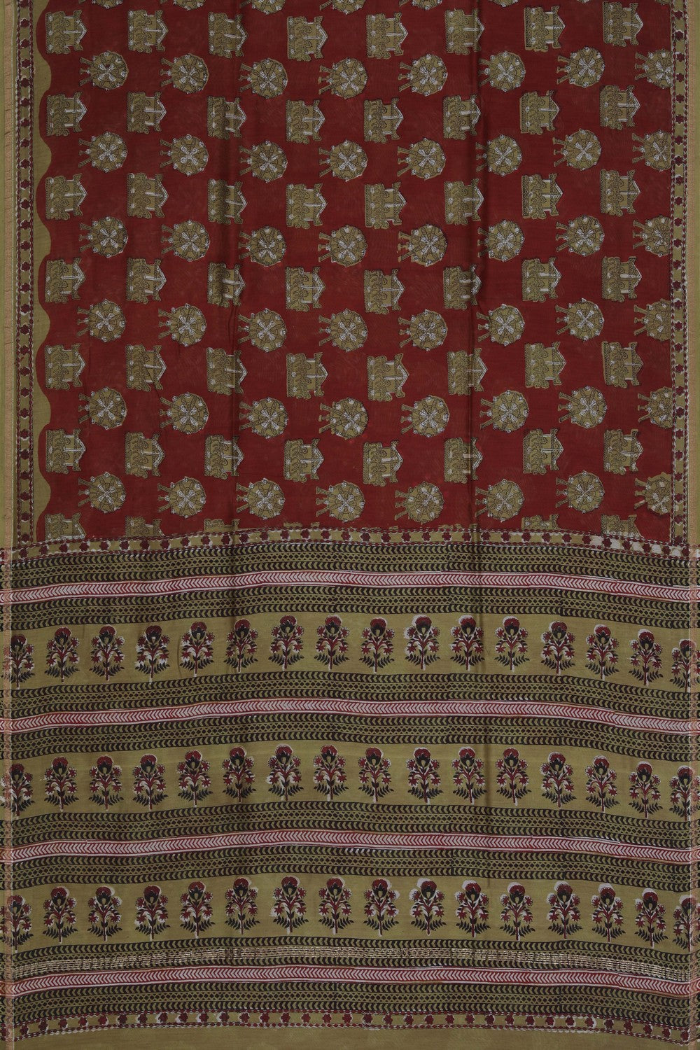 Image of Bagru block printed Chanderi Saree