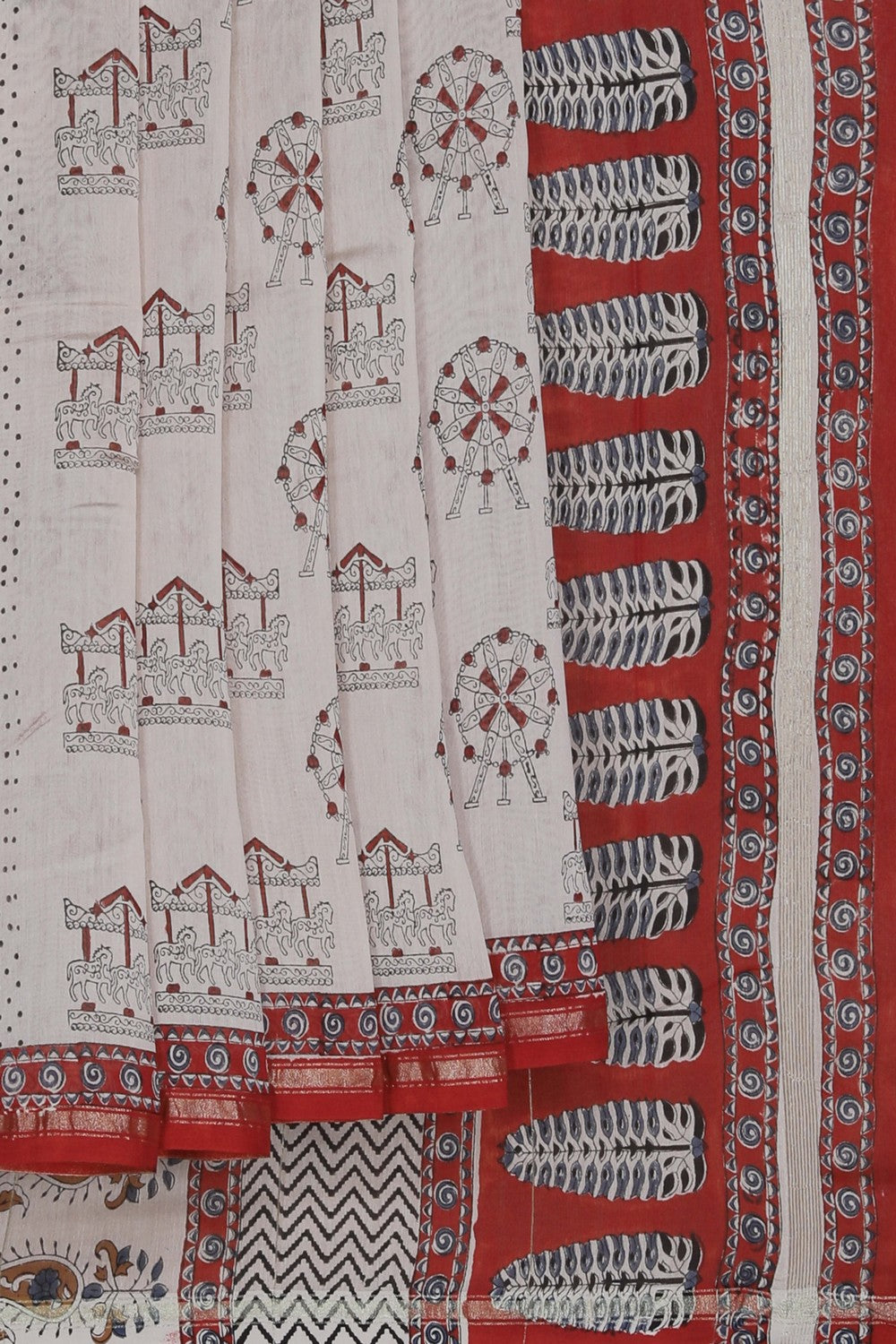 Image of Bagru block printed Chanderi Saree