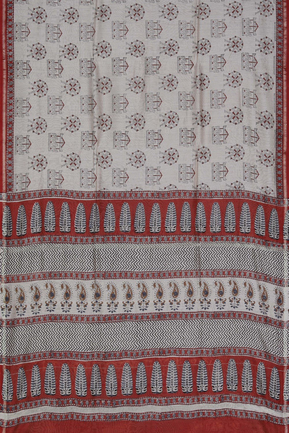 Image of Bagru block printed Chanderi Saree