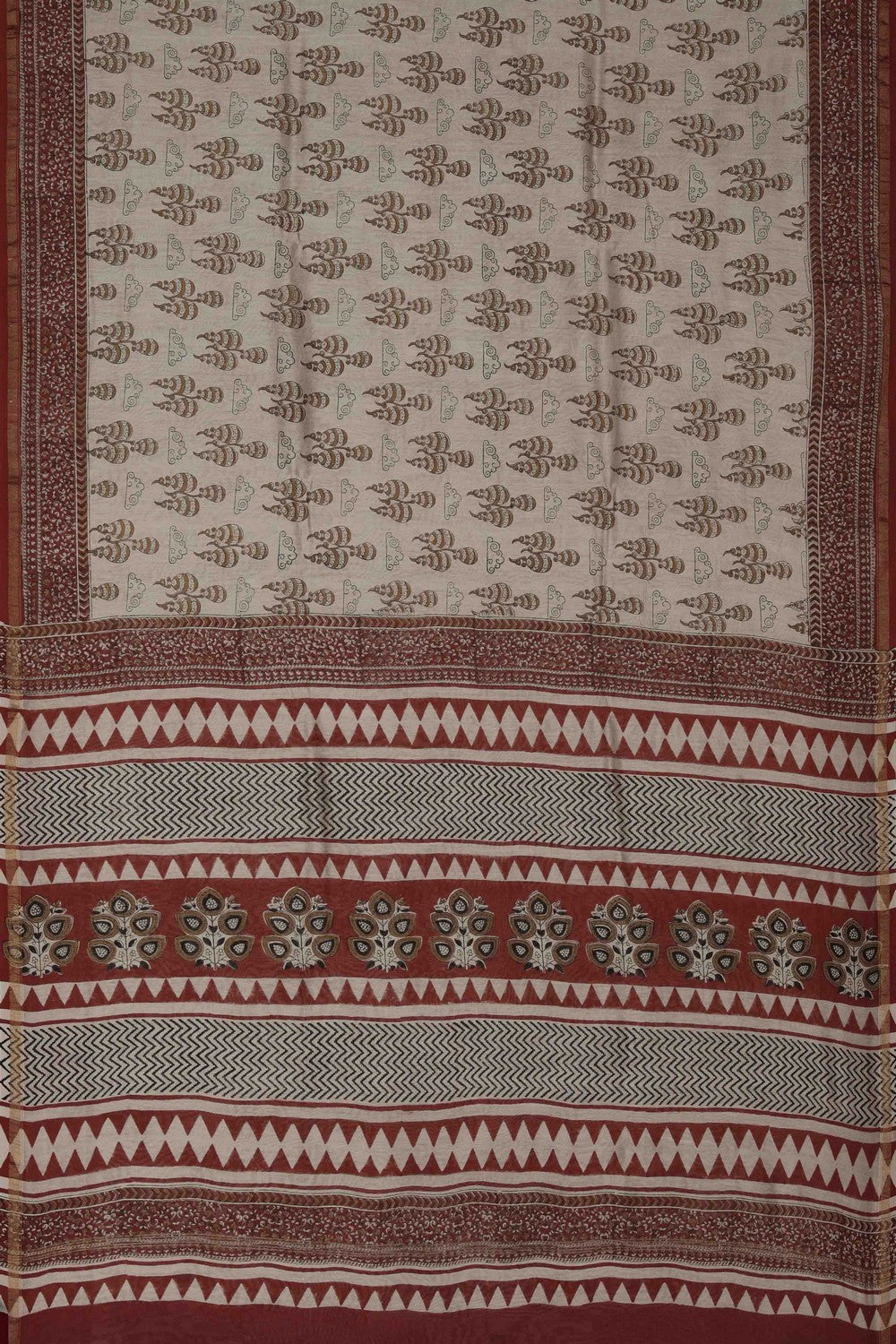 Image of Bagru block printed Chanderi Saree