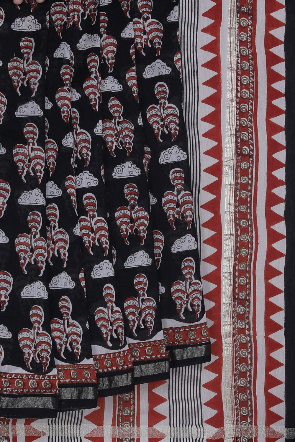 Image of Bagru block printed Chanderi Saree