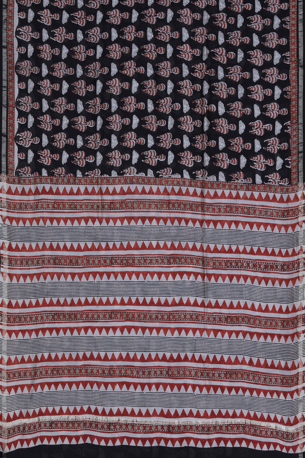 Image of Bagru block printed Chanderi Saree