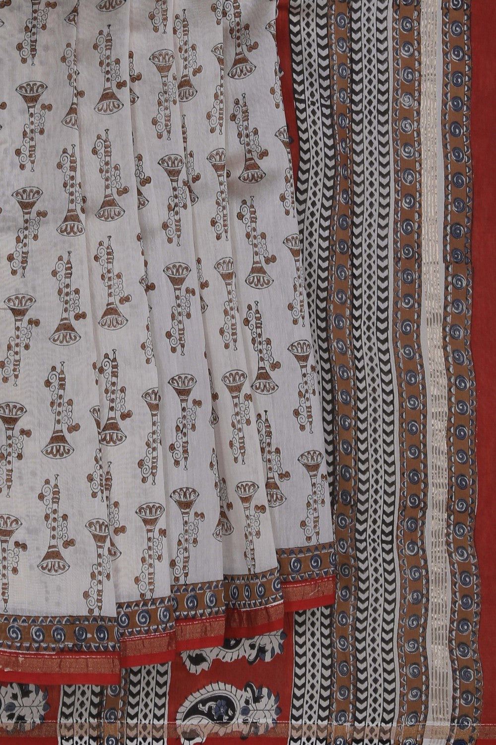 Image of Bagru block printed Chanderi Saree