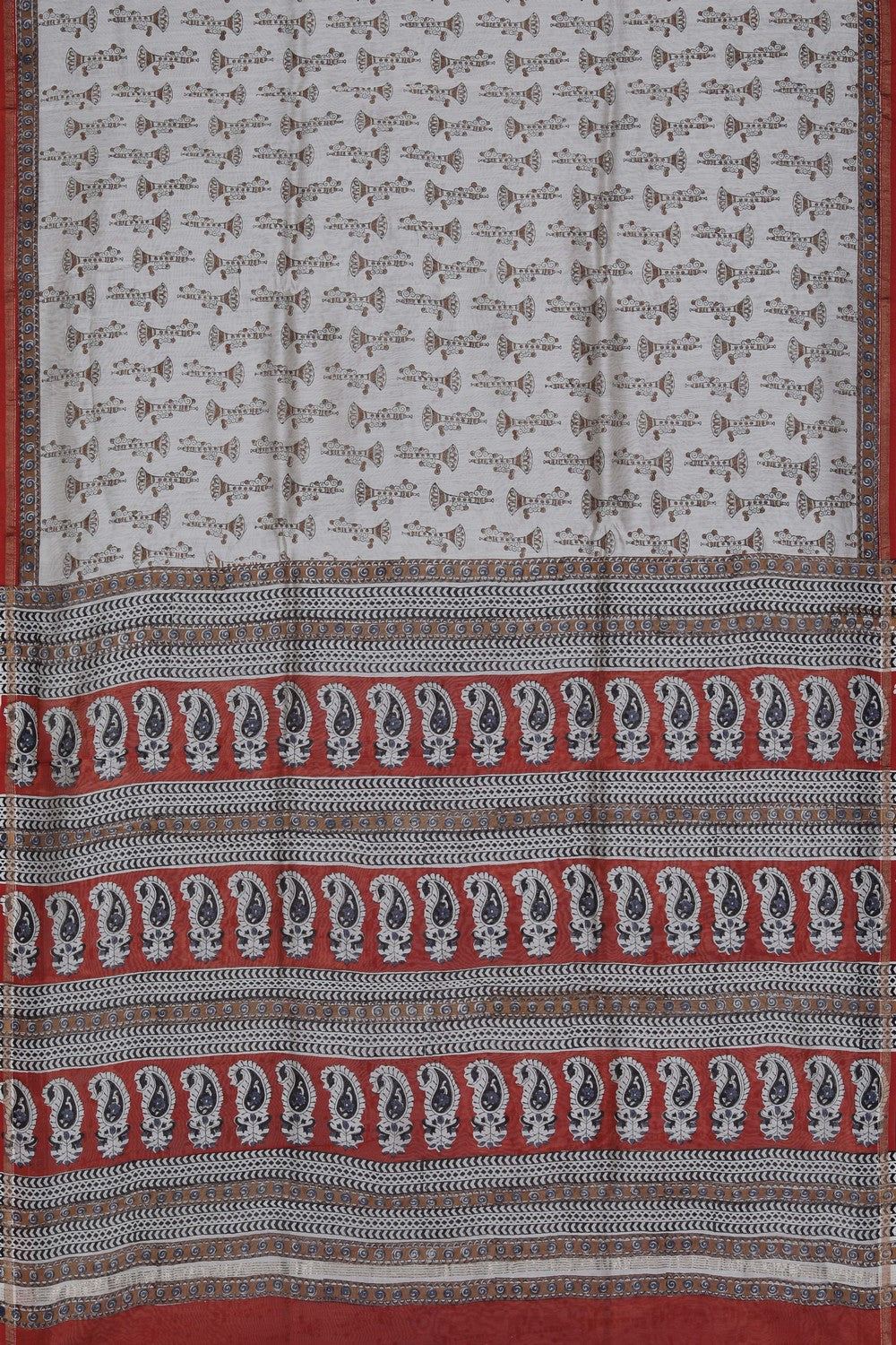 Image of Bagru block printed Chanderi Saree