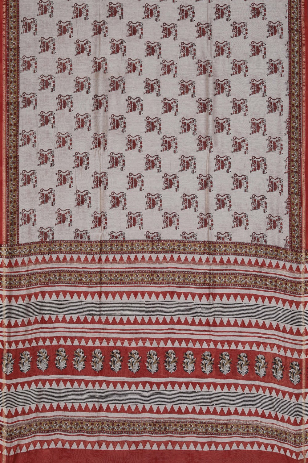 Image of Bagru block printed Chanderi Saree