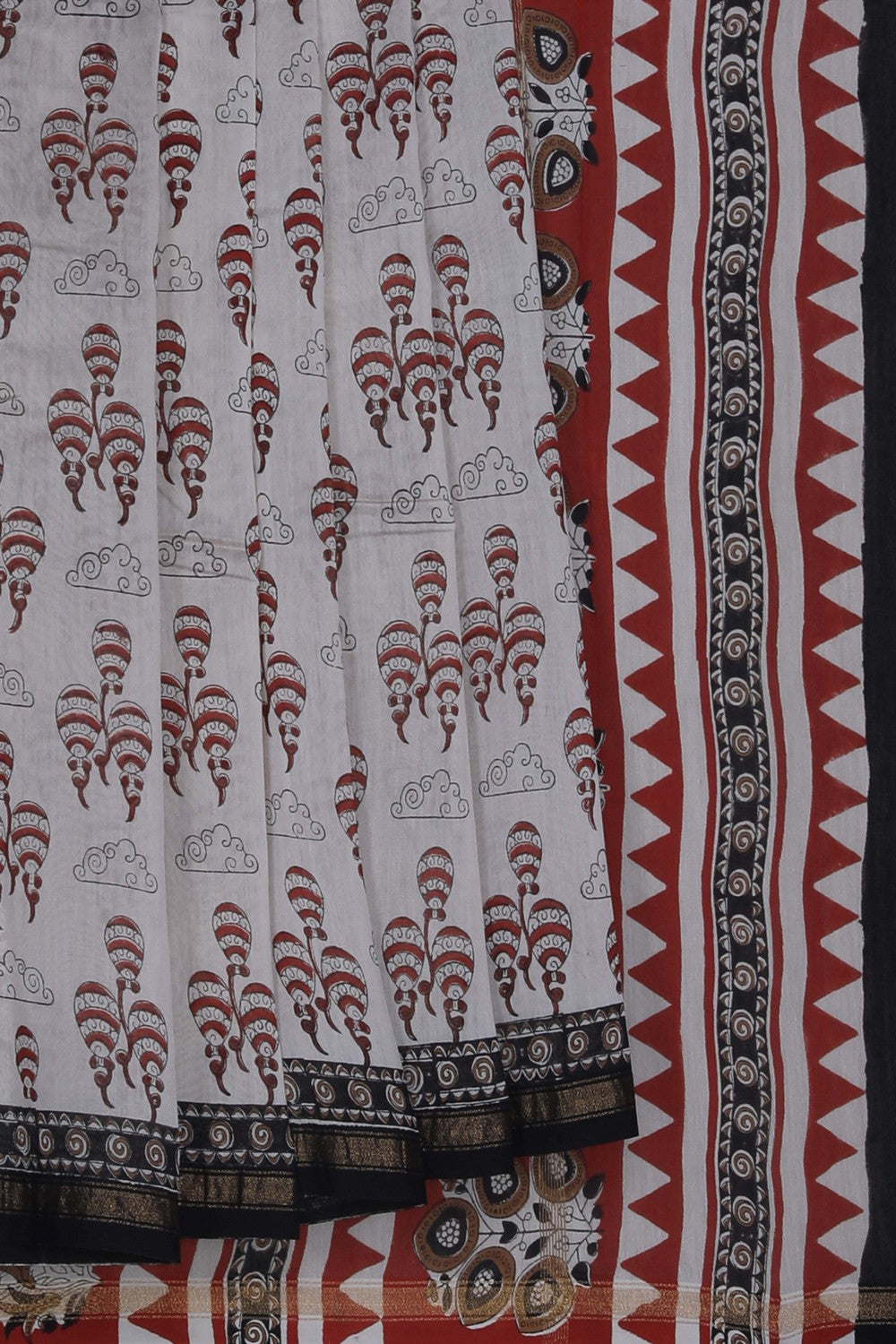 Image of Bagru block printed Chanderi Saree