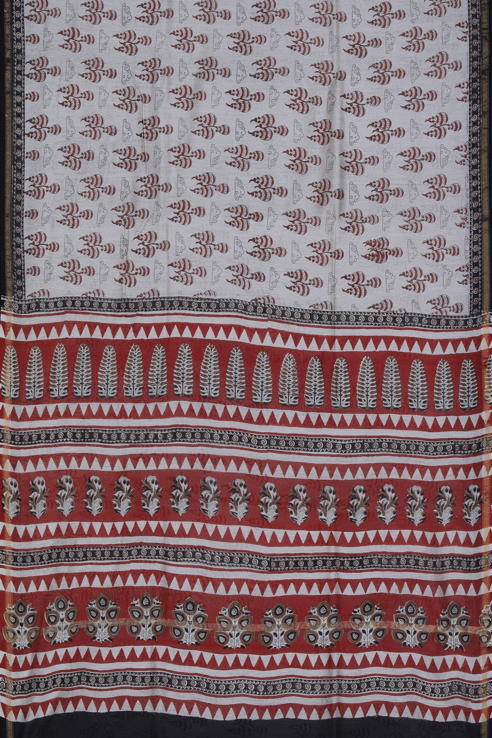 Image of Bagru block printed Chanderi Saree