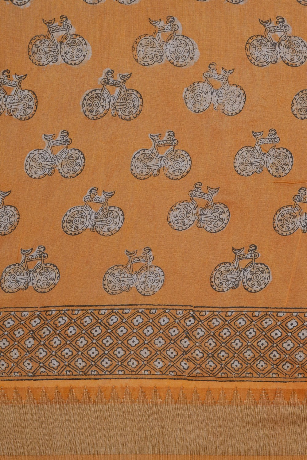 Image of Bagru block printed Chanderi Saree