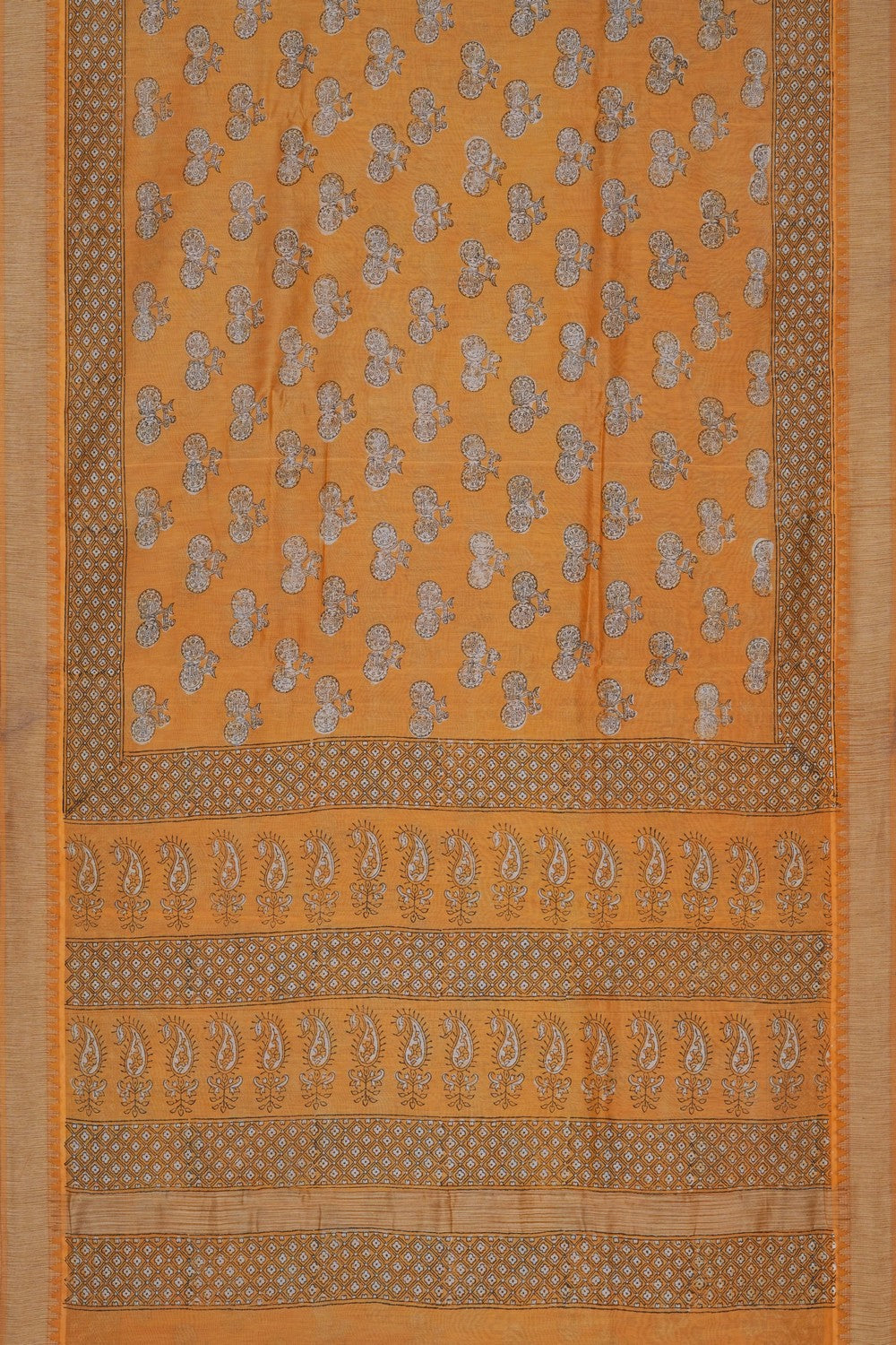 Image of Bagru block printed Chanderi Saree