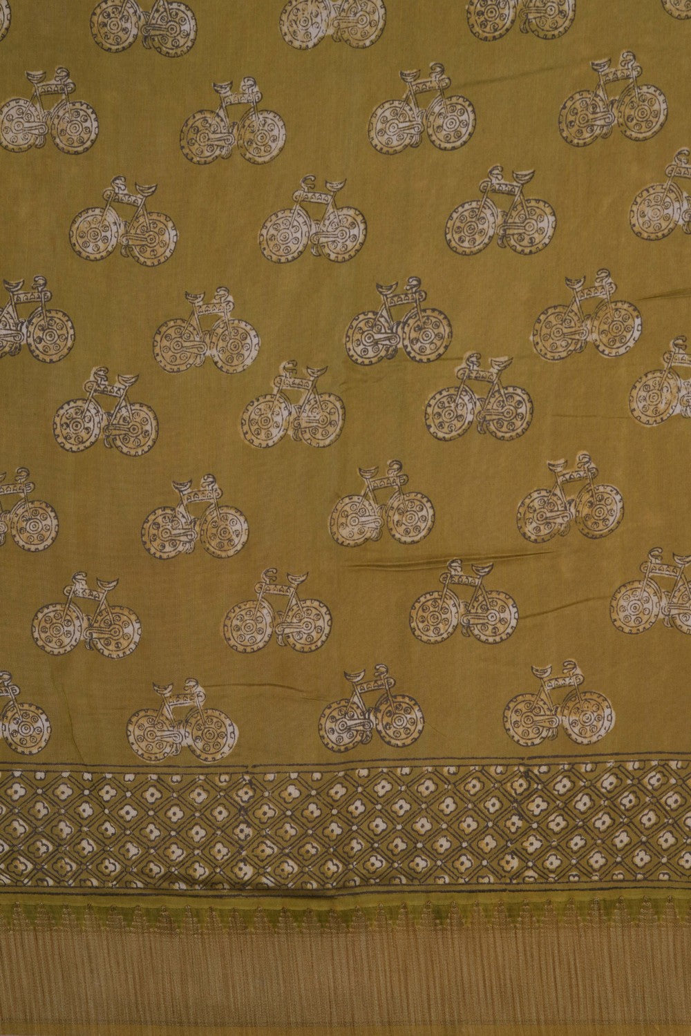 Image of Bagru block printed Chanderi Saree