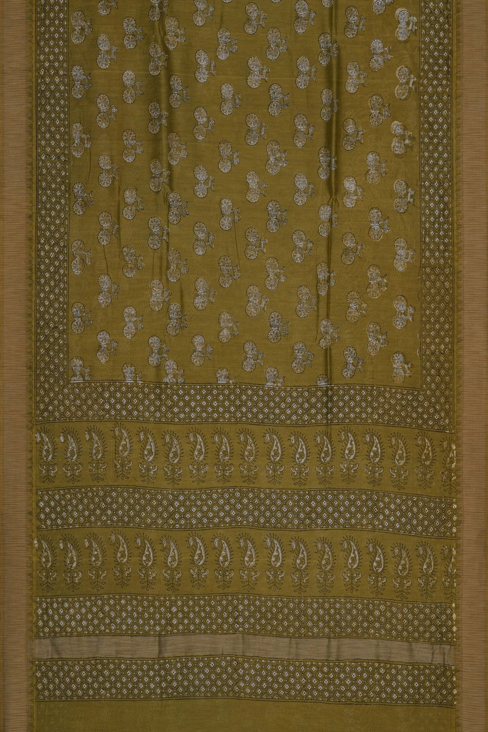 Image of Bagru block printed Chanderi Saree