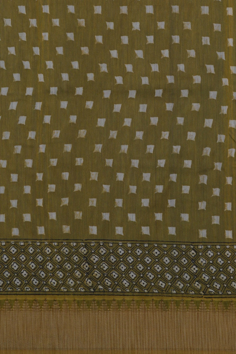 Image of Bagru block printed Chanderi Saree