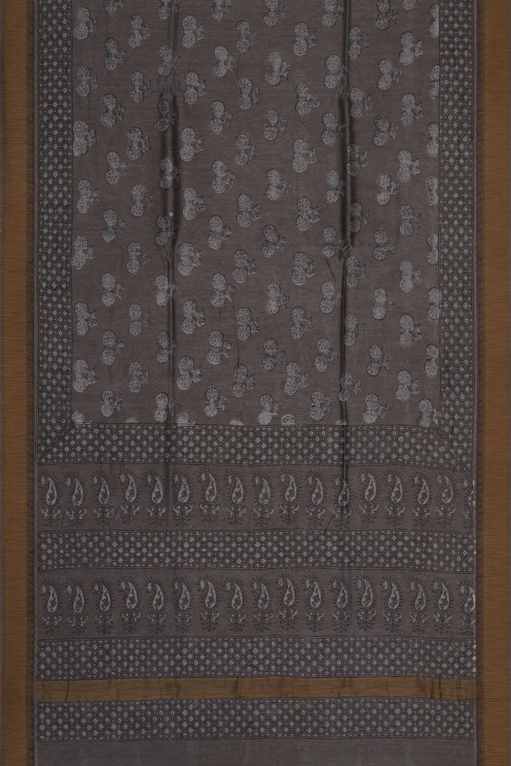 Image of Bagru block printed Chanderi Saree