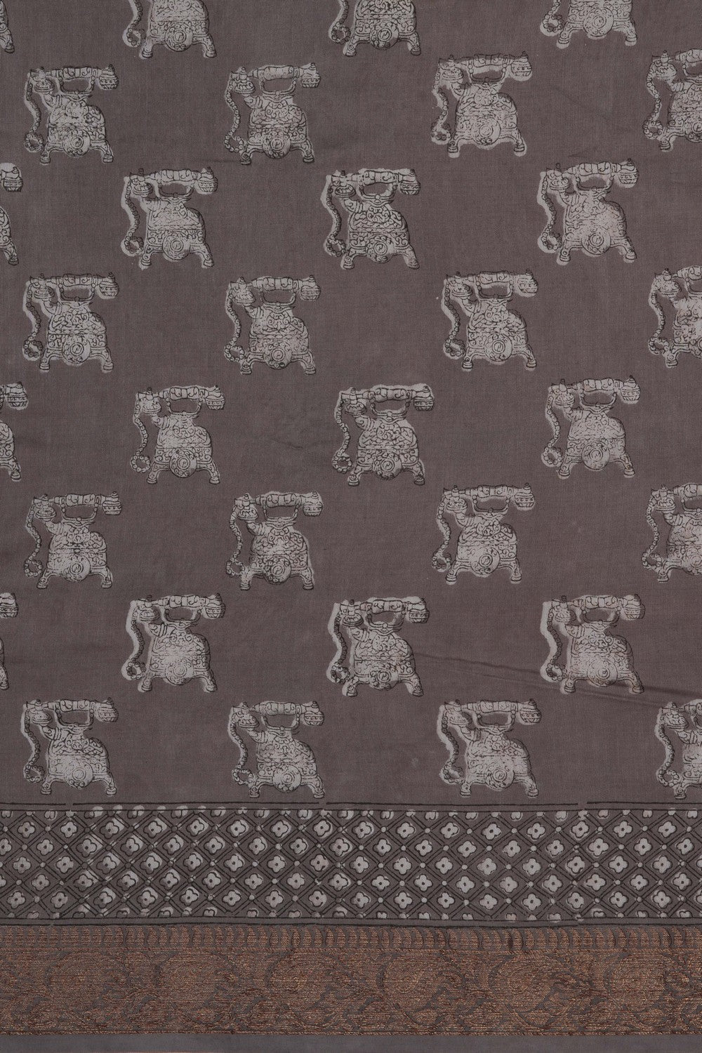 Image of Bagru block printed Chanderi Saree