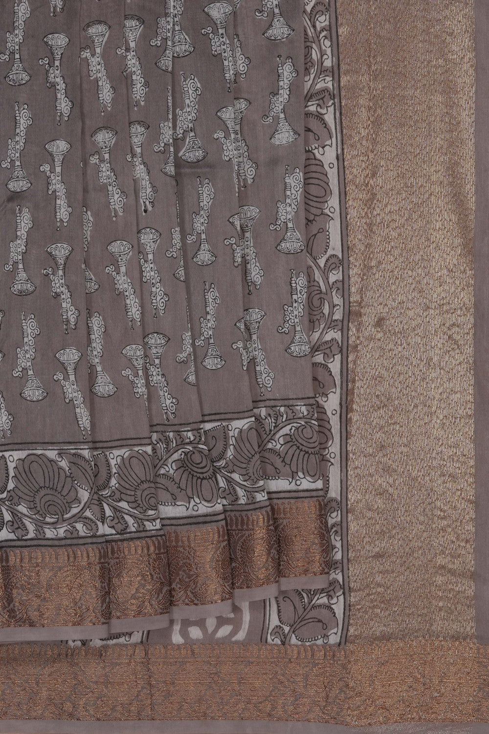 Image of Bagru block printed Chanderi Saree