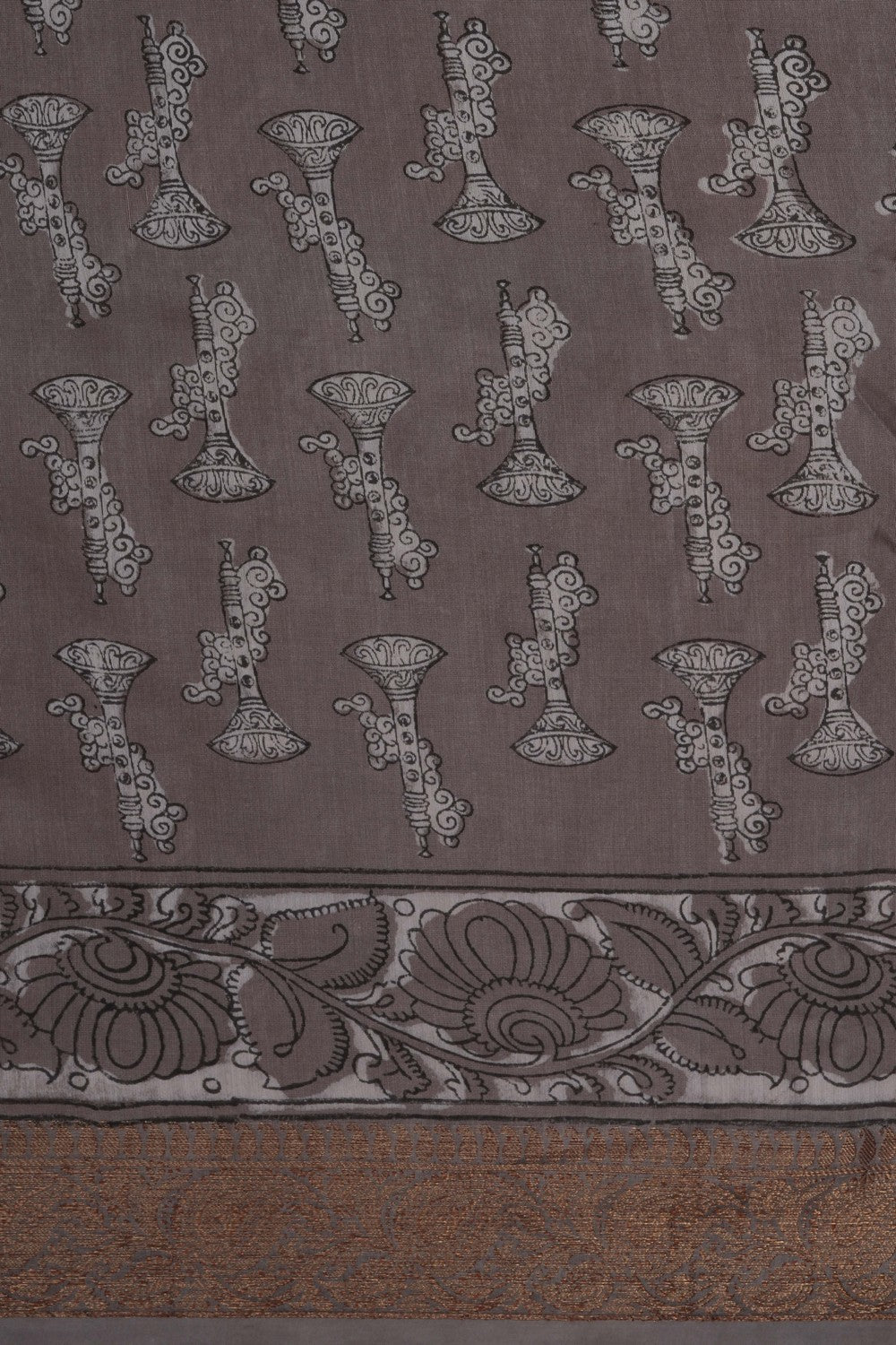 Image of Bagru block printed Chanderi Saree