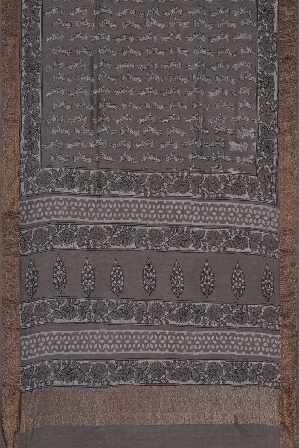 Image of Bagru block printed Chanderi Saree