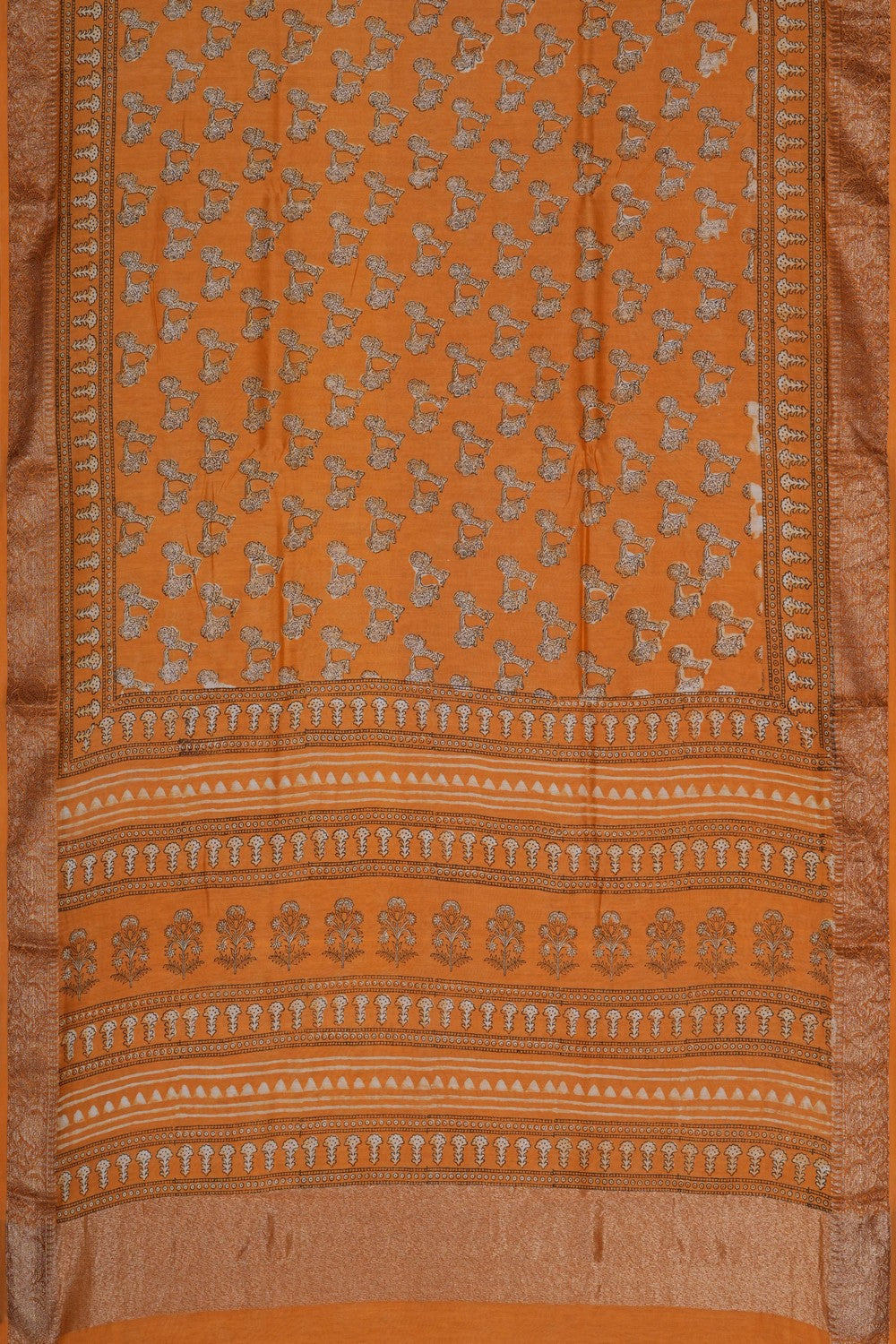 Image of Bagru block printed Chanderi Saree