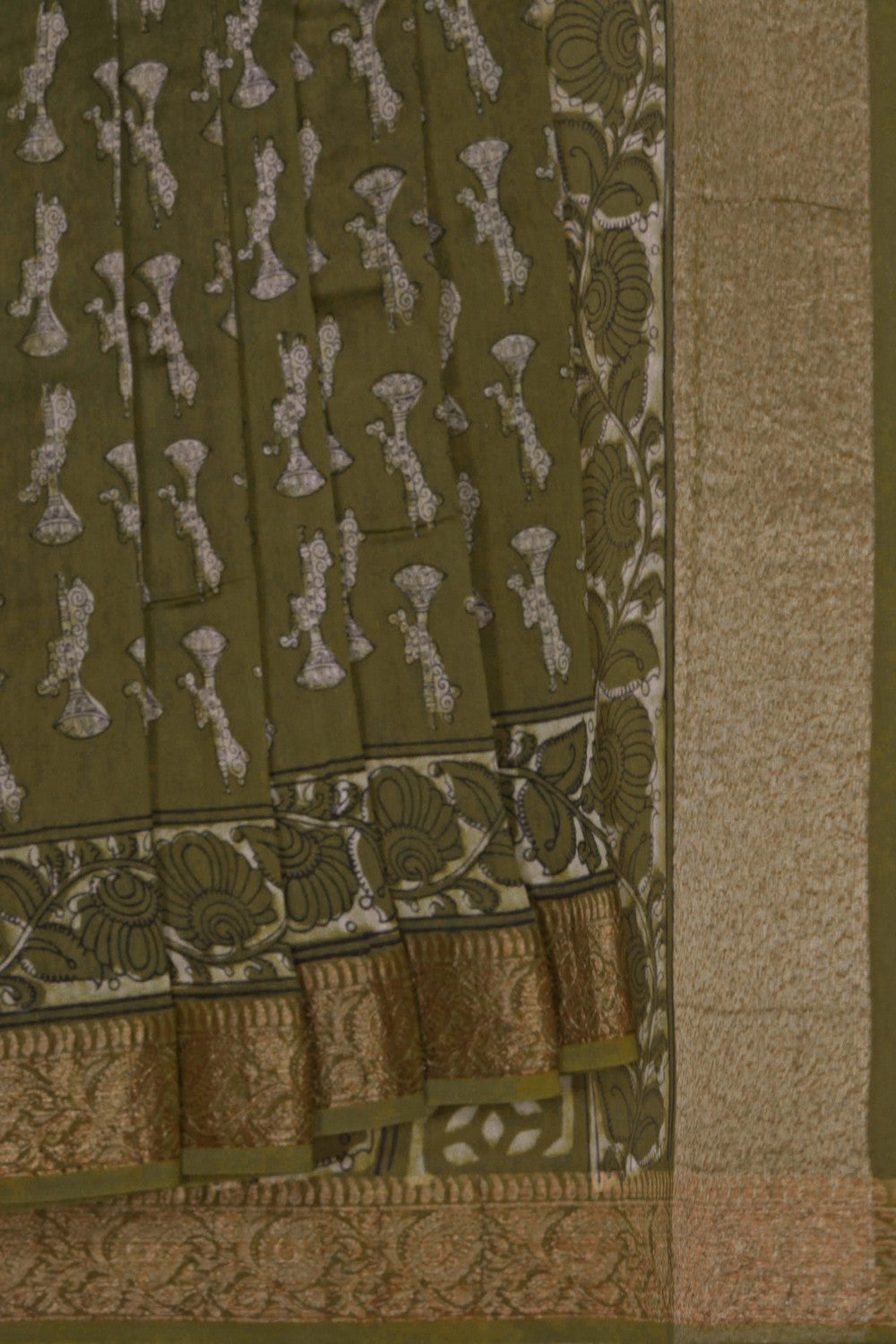 Image of Bagru block printed Chanderi Saree
