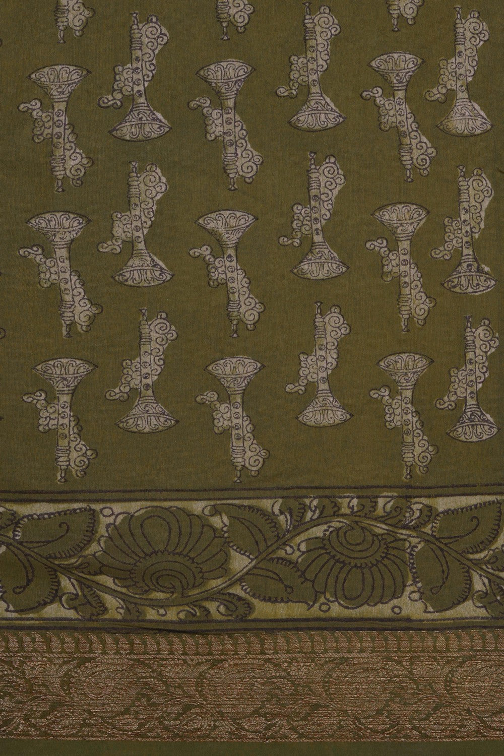 Image of Bagru block printed Chanderi Saree