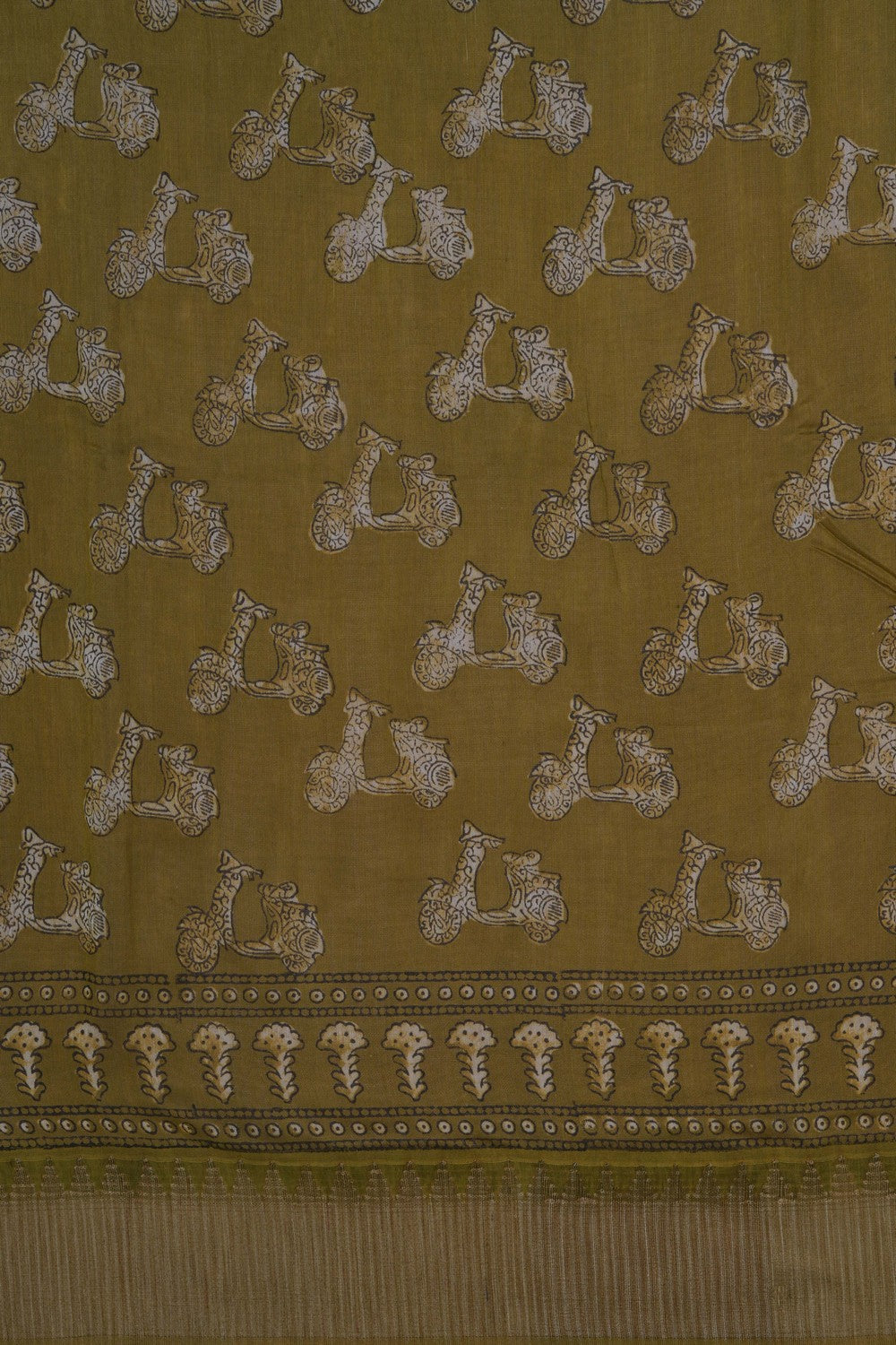 Image of Bagru block printed Chanderi Saree